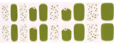 Green Day green and white florals on transparent base with alternate solids of green Lasting Gel Nail Sticker Kit - Vegan, Cruelty-Free, and Non-Toxic