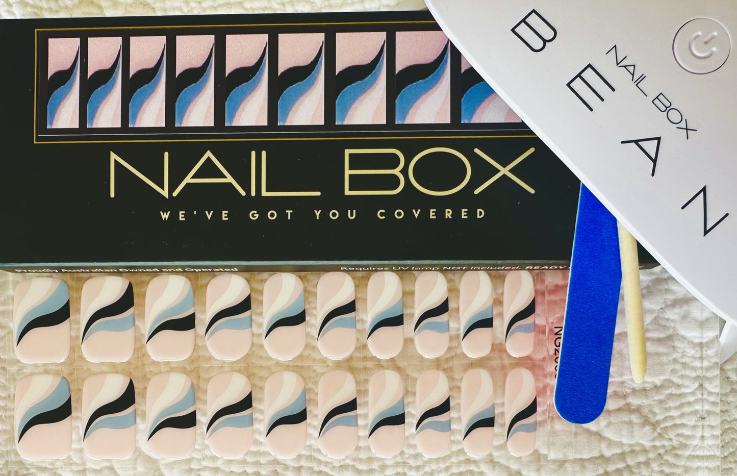 WAVE GOOD BYE 20pc Long-Lasting Gel Nail Sticker Kit - Vegan, Cruelty-Free, and Non-Toxic