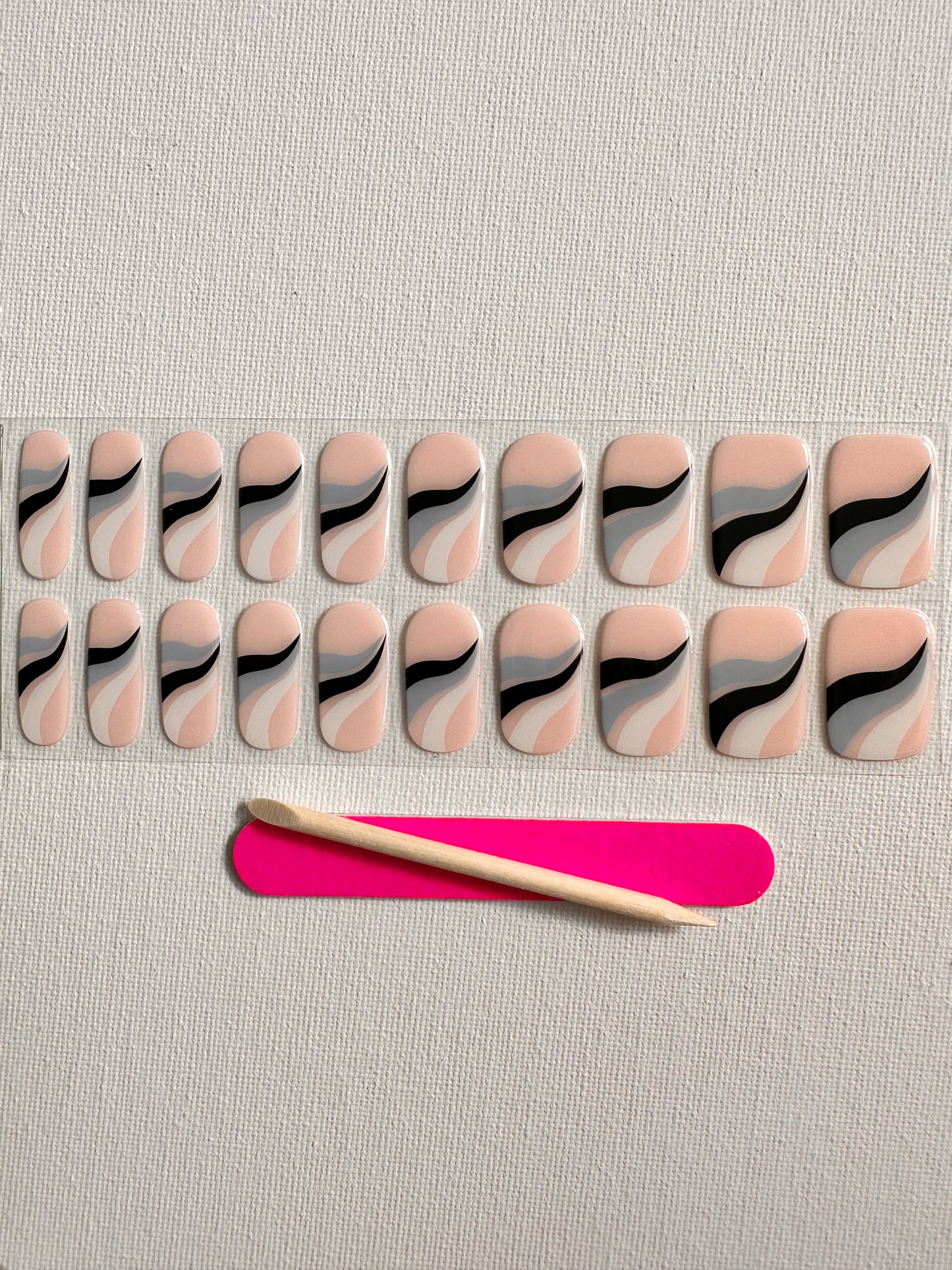 WAVE GOOD BYE 20pc Long-Lasting Gel Nail Sticker Kit - Vegan, Cruelty-Free, and Non-Toxic
