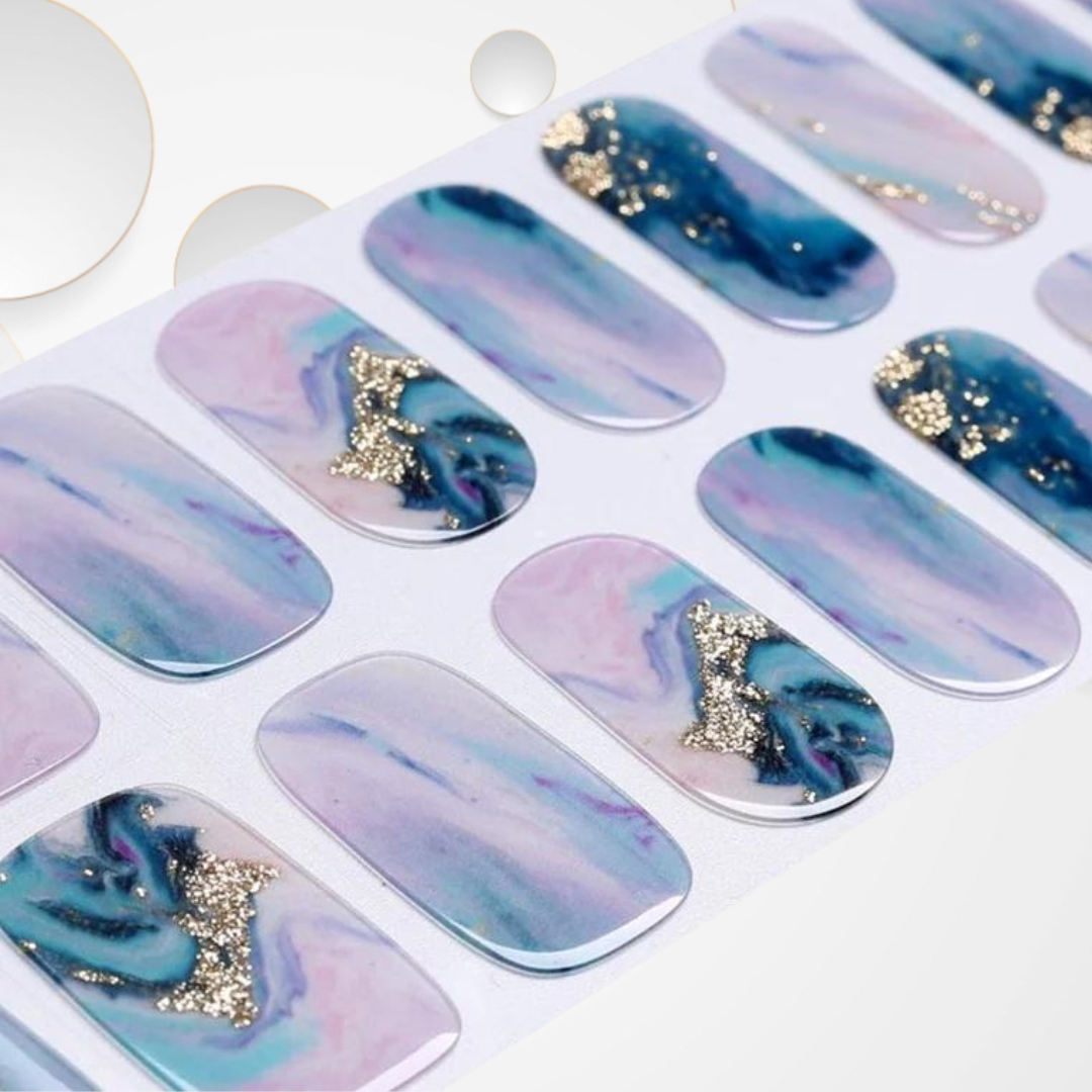MIST BLUE 20pc Long-Lasting Gel Nail Sticker Kit - Vegan, Cruelty-Free, and Non-Toxic