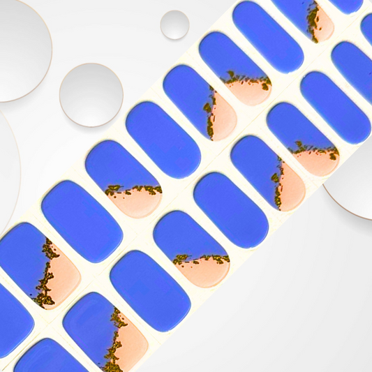 BONDI SAND & SURF blend of blue, gold, and translucent hues DIY Gel Manicure Kit - At-Home Salon Quality, No UV Light Needed