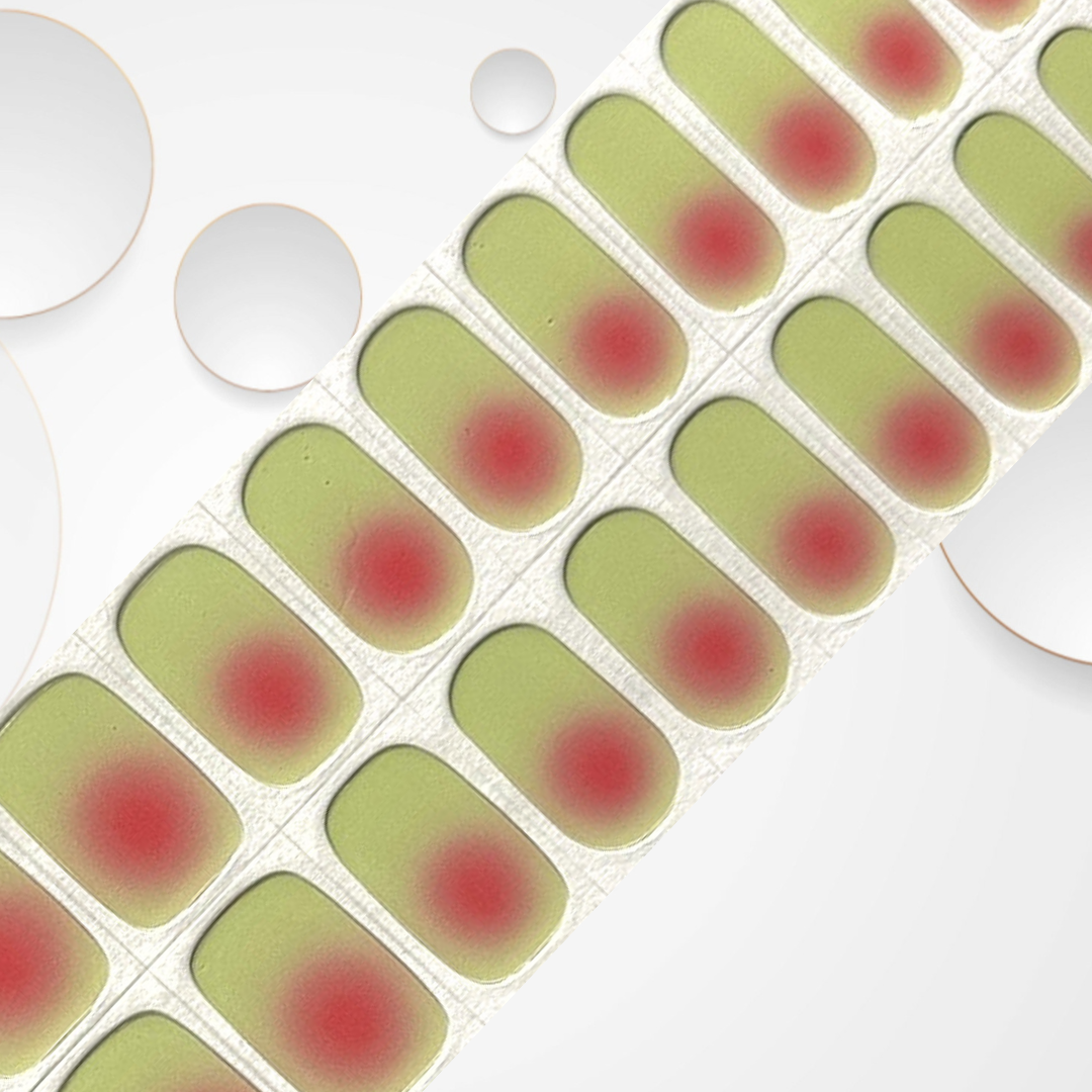 WATERMELON 20pc green base with a subtle pink gradient Long-Lasting Gel Nail Sticker Kit - Vegan, Cruelty-Free, and Non-Toxic