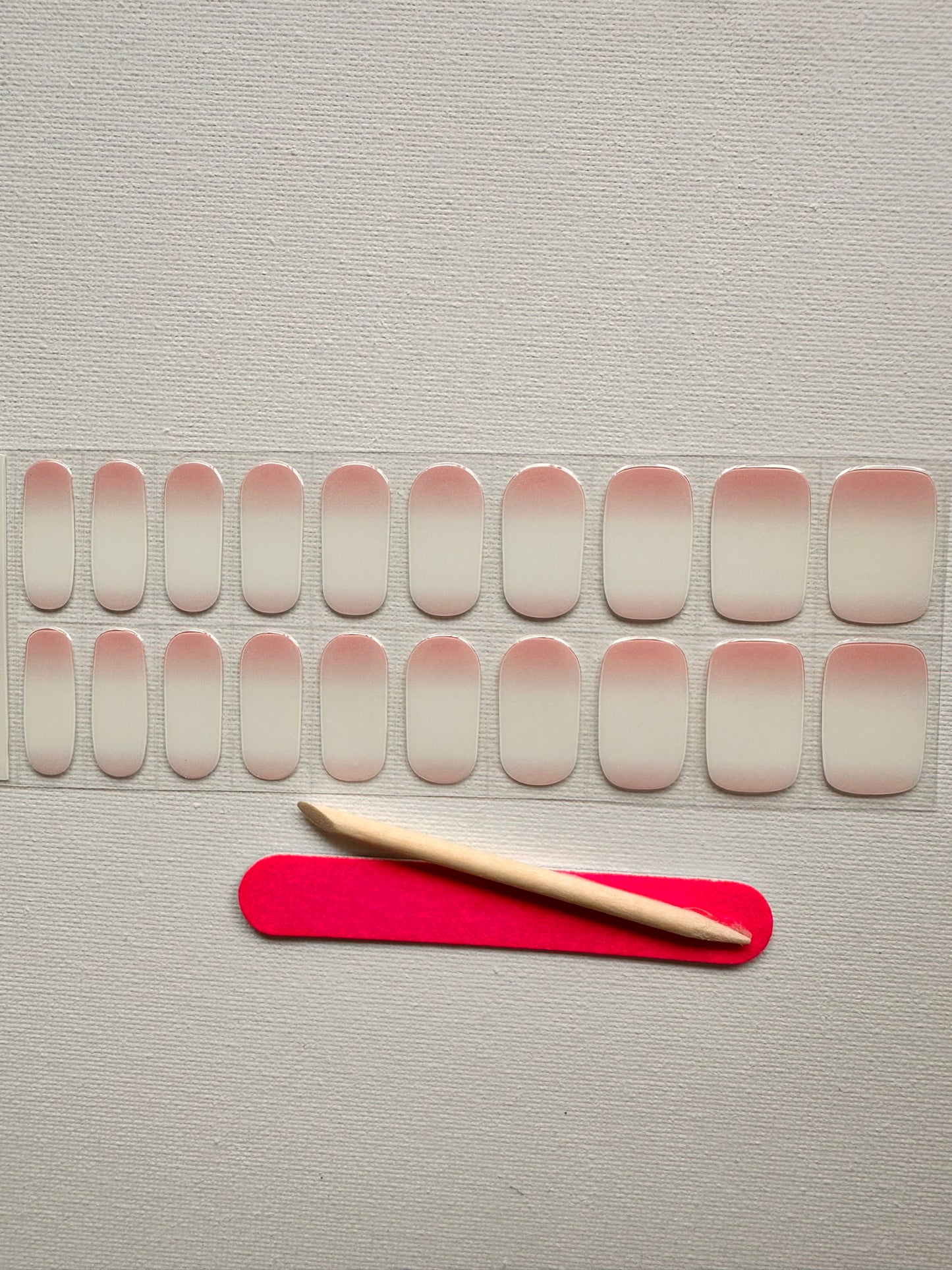 SUNSET PINK and white 20pc Vegan Gel Nail Stickers - Eco-Friendly & Non-Toxic