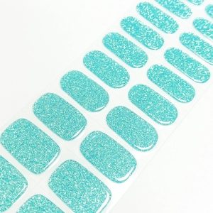 GLittery vibrant blue Semi Cured Gel Nail Sticker Kit sold by Nail Box