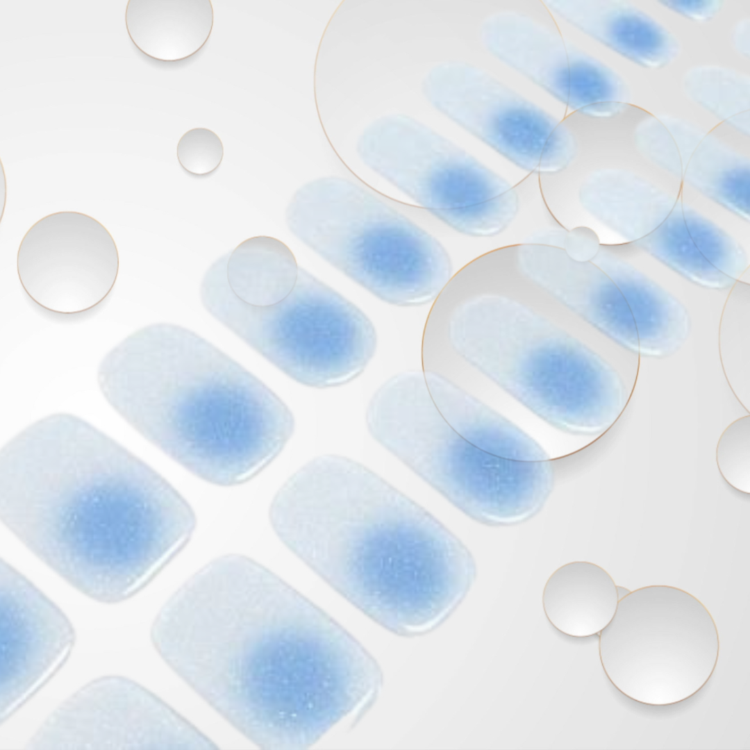 Blue Pool translucent blue to clear with sparkling fine glitter Long-Lasting Gel Nail Sticker Kit - Vegan, Cruelty-Free, and Non-Toxic