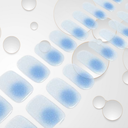 Blue Pool  translucent blue to clear with sparkling fine glitter Long-Lasting Gel Nail Sticker Kit - Vegan, Cruelty-Free, and Non-Toxic
