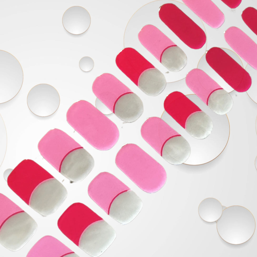Pink Tips 20pc French tip with pink tips and solids Long Lasting Gel Nail Sticker Kit - Vegan, Cruelty-Free, and Non-Toxic