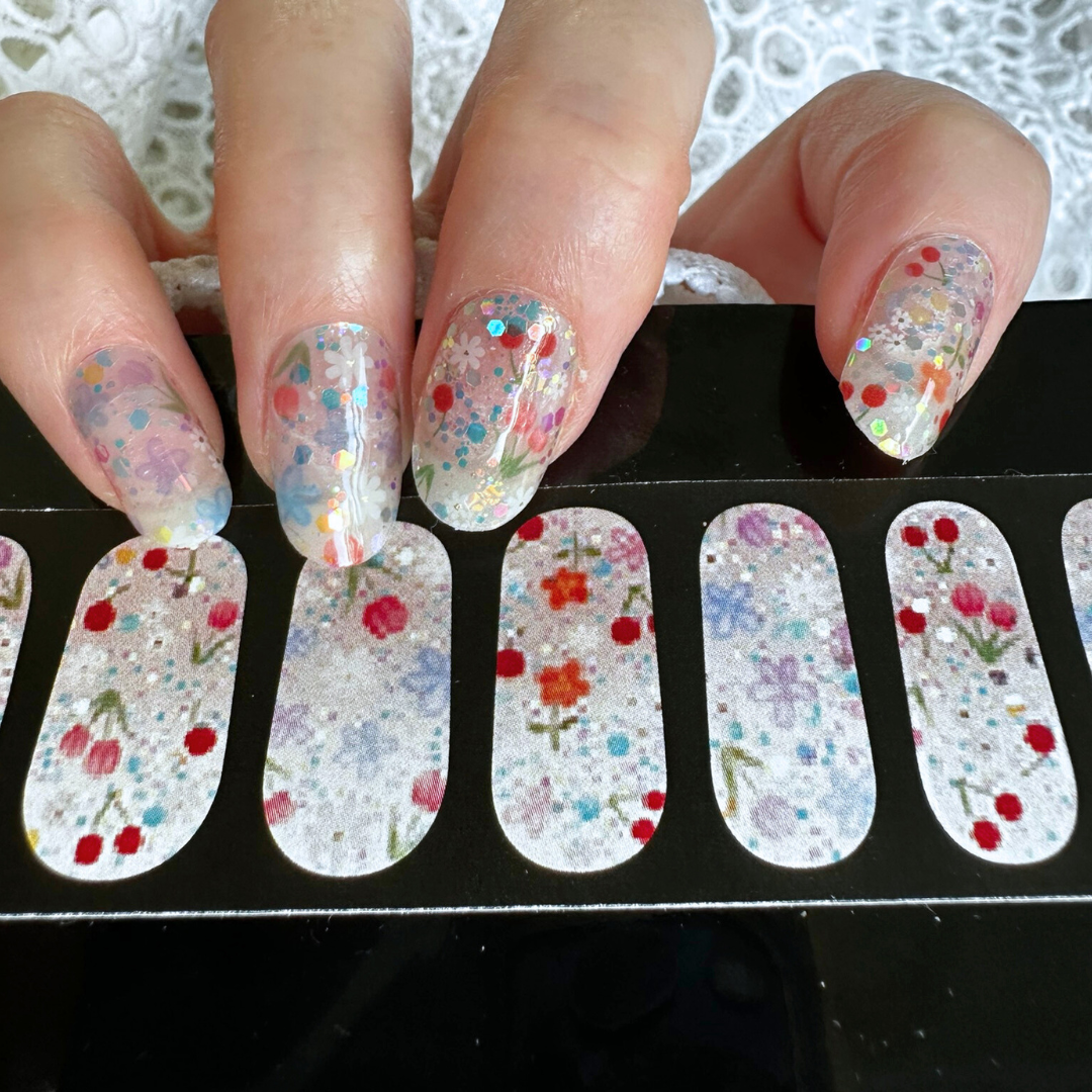 WILD FLOWERS 20pc Long Lasting Gel Nail Sticker Kit - Vegan, Cruelty-Free, and Non-Toxic