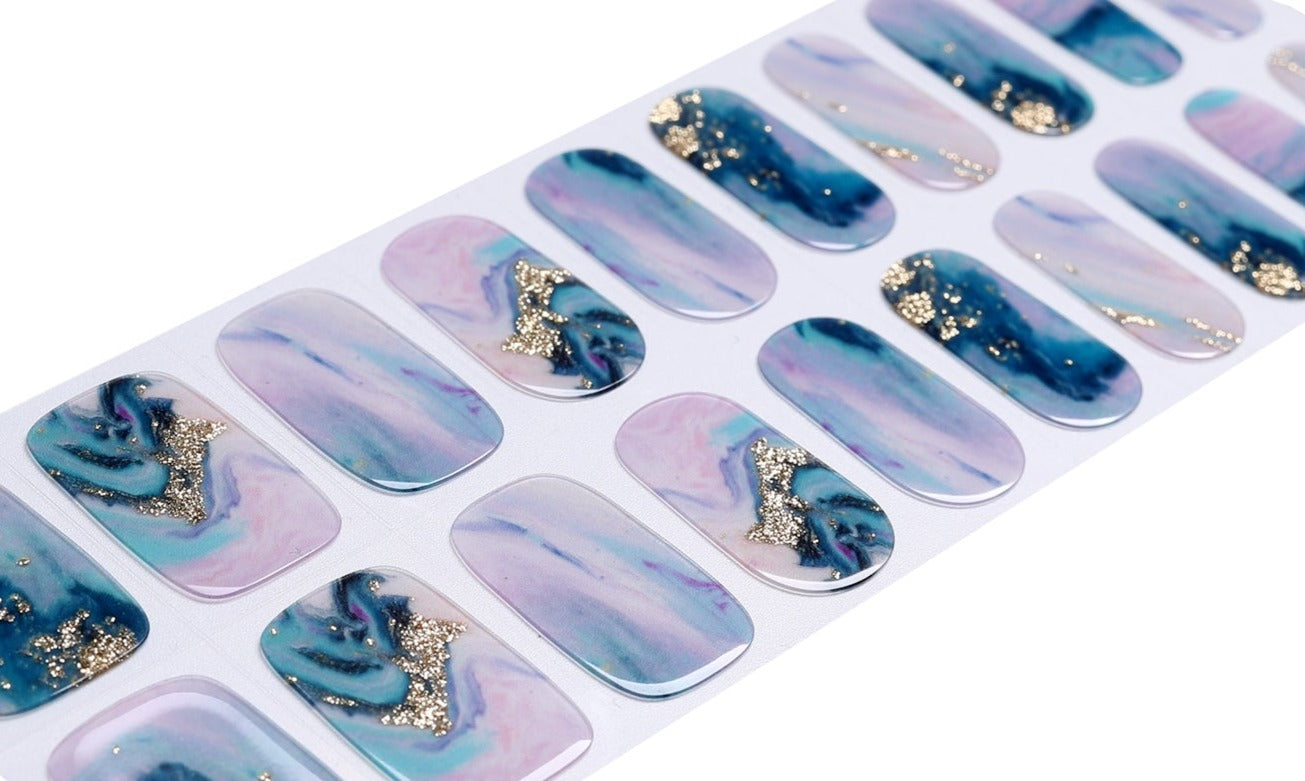 MIST BLUE 20pc Long-Lasting Gel Nail Sticker Kit - Vegan, Cruelty-Free, and Non-Toxic