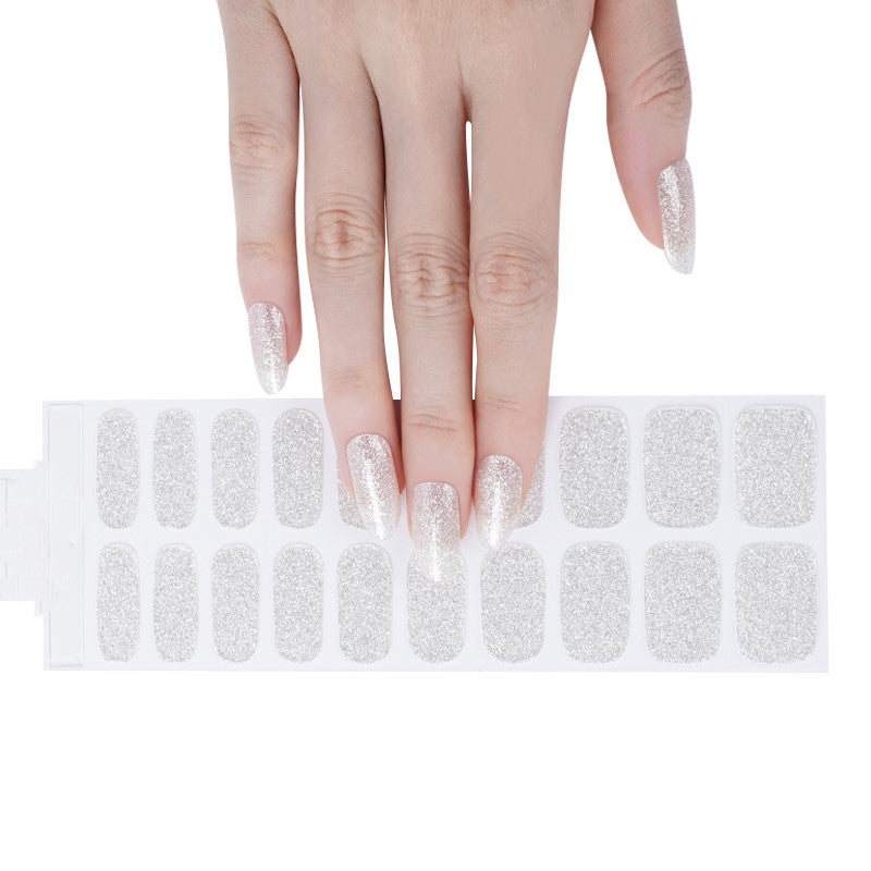 DISCO QUEEN SILVER CHAMPAGNE BUBBLES 20pc Vegan Gel Nail Sticker - Eco-Friendly & Non-Toxic