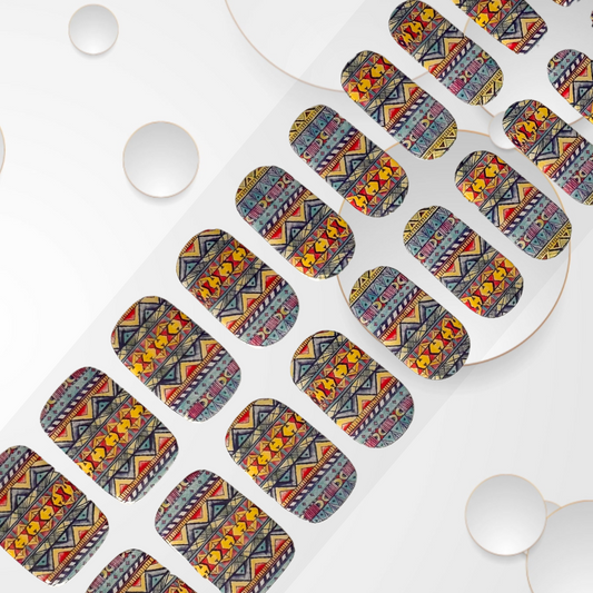 AZTEC Gel Nail Stickers 20pc, tribal designs, vegan, cruelty-free