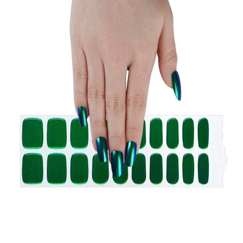 HOLLY BLUE GREEN CHROME Vegan Gel Nail Sticker Collection - Eco-Friendly & Non-Toxic