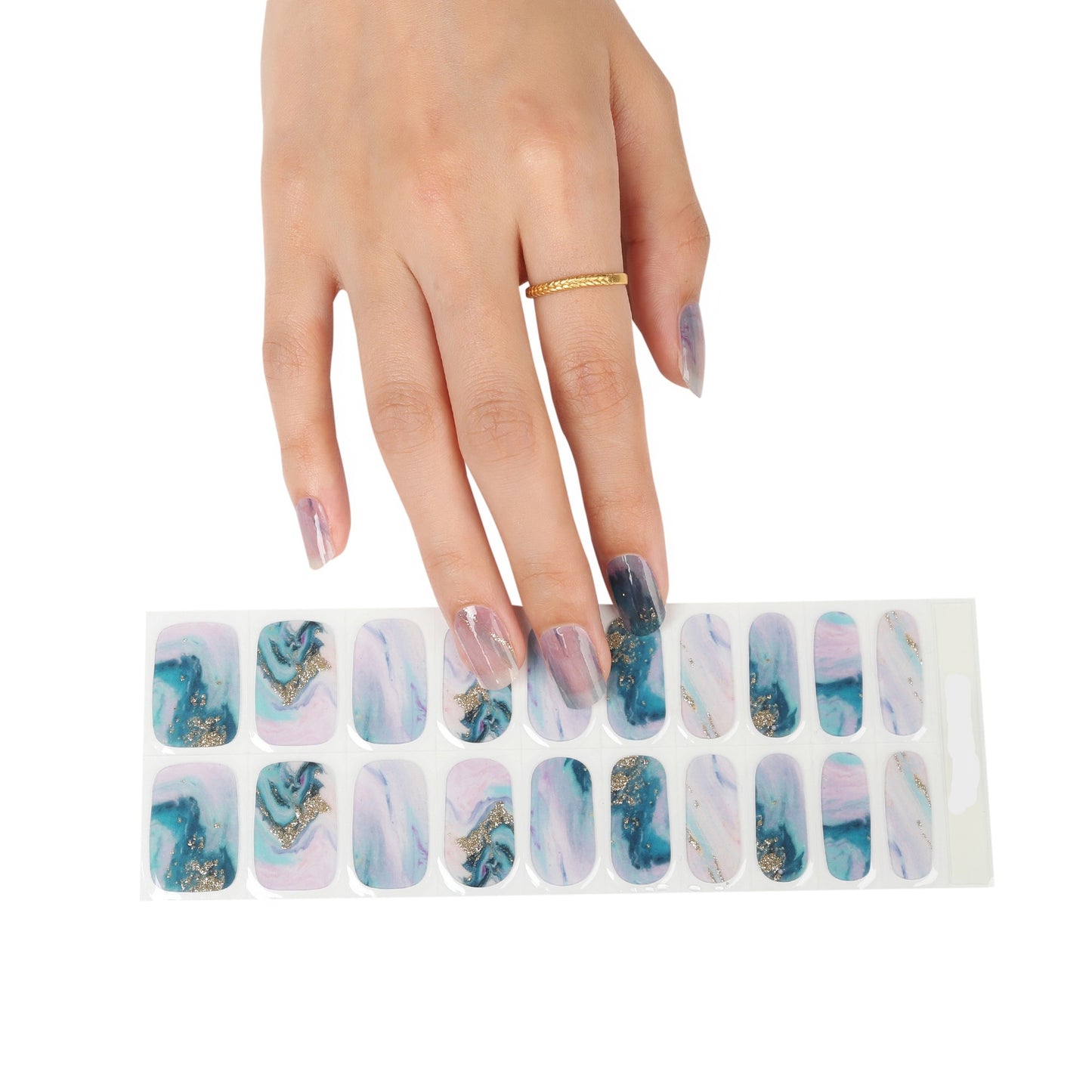 MIST BLUE 20pc Long-Lasting Gel Nail Sticker Kit - Vegan, Cruelty-Free, and Non-Toxic