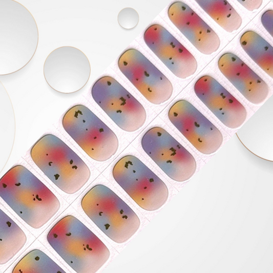 DREAM 20pc multi-coloured semi-translucent with gold flecks Vegan Gel Nail Sticker - Eco-Friendly & Non-Toxic