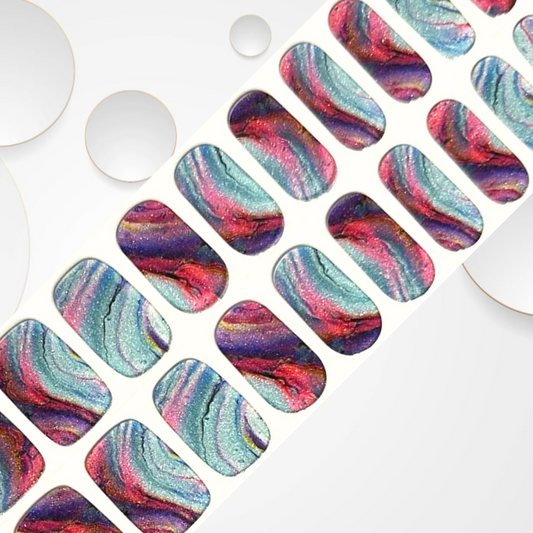 DUNES vibrant, multi-coloured semi-translucent 20pc Peel-Off Gel Nail Stickers - Easy Removal, LED Light, Vegan & Cruelty-Free