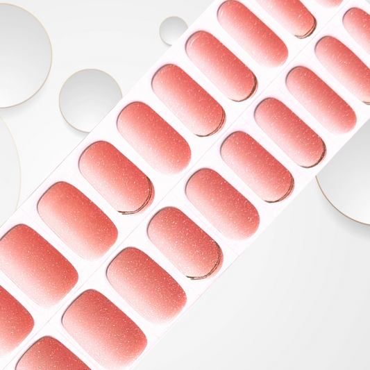 GOLD DIP 20pc shimmering pink ombre with a sleek gold dip  Long-Lasting Gel Nail Sticker Kit - Vegan, Cruelty-Free, and Non-Toxic