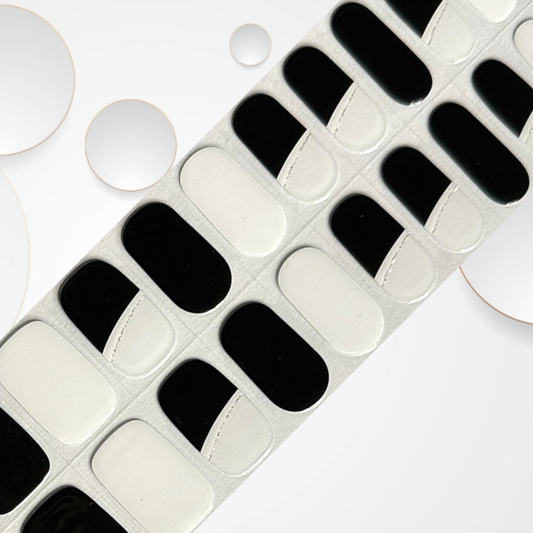 YIN & YANG black, white, and silvertips and solids 20pc Long-Lasting Gel Nail Sticker Kit - Vegan, Cruelty-Free, and Non-Toxic