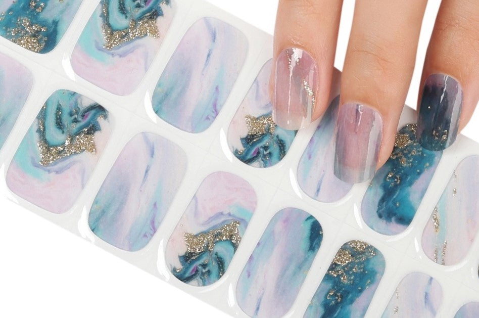 MIST BLUE 20pc Long-Lasting Gel Nail Sticker Kit - Vegan, Cruelty-Free, and Non-Toxic